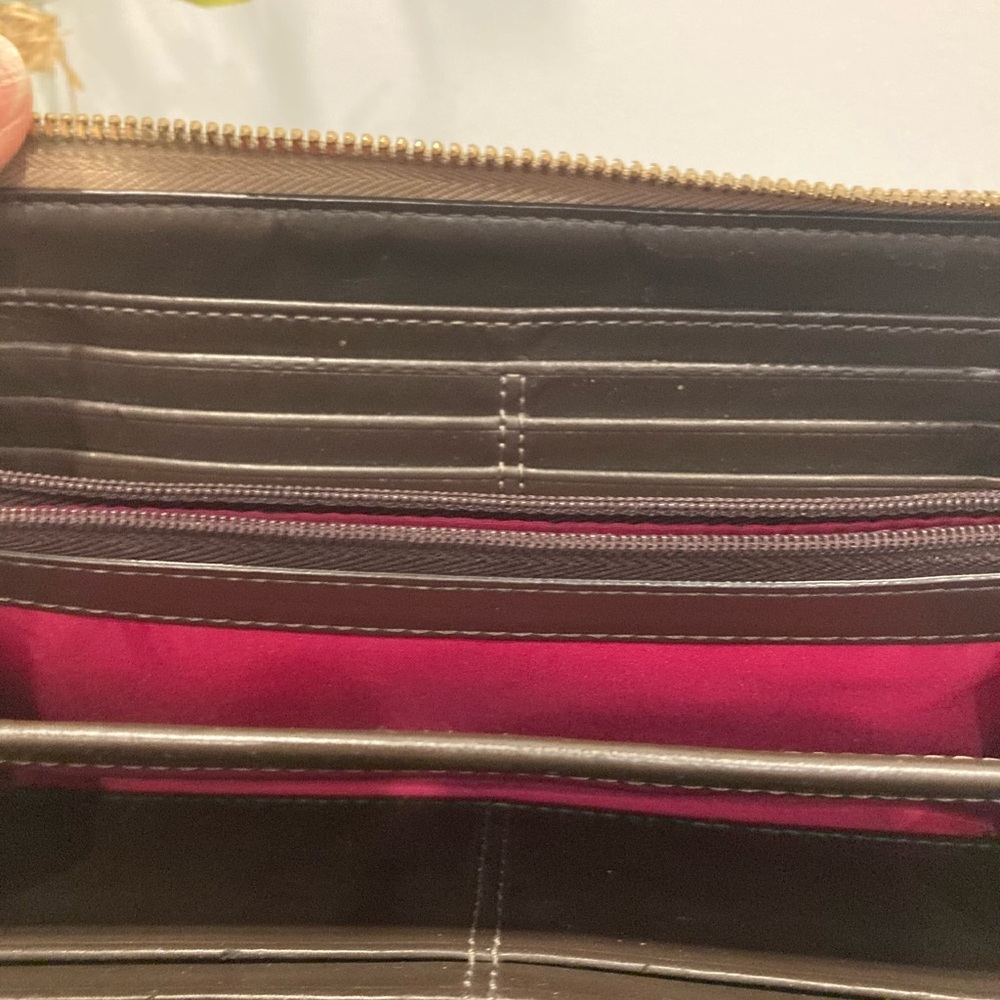Coach Tattersall Zip Around Wallet (Plaid/Tartan} Cream Gold Trim Large Wallet - Picture 7 of 9